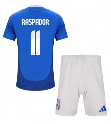 Italien Giacomo Raspadori #11 Hemmakläder Barn EM 2024 Kortärmad (+ Korta byxor)